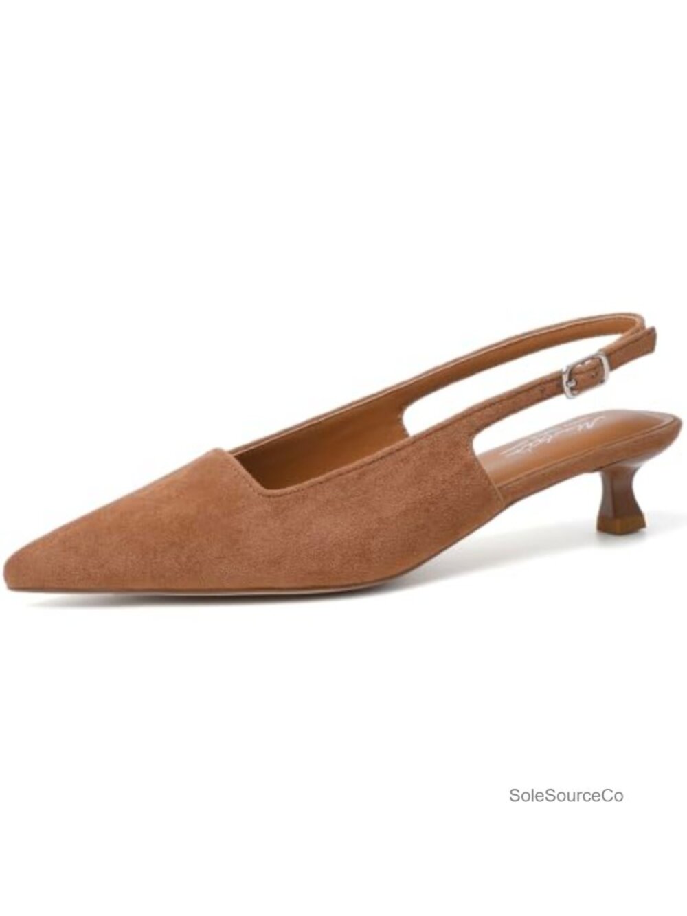 Kitten Heels for Women Pointed Closed Toe Low Pump Slingback Buckle Work